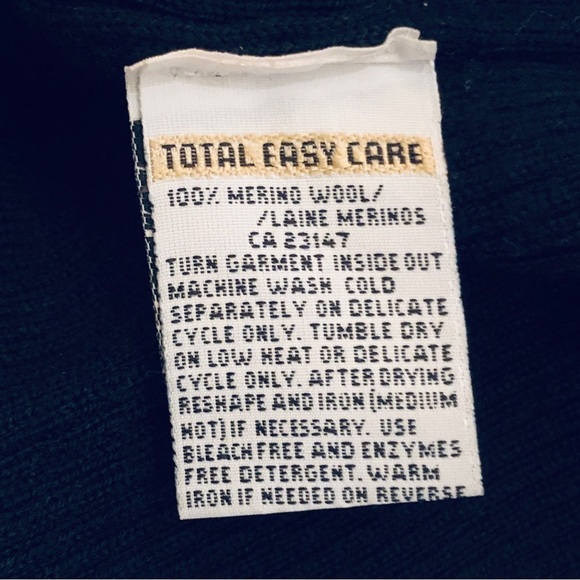 Talbots 100% Merino Wool Black Ribbed Sweater Vintage 90s Crew - P - Picture 4 of 6